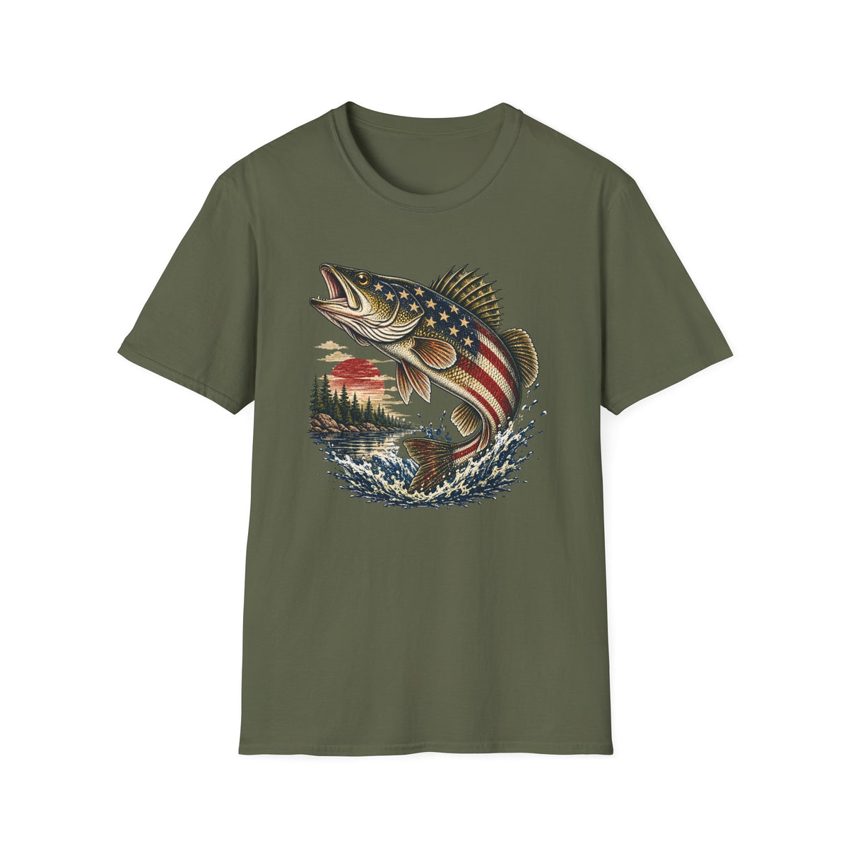 American Flag Walleye T-Shirt