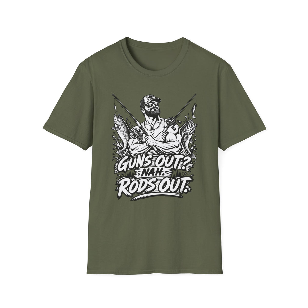 Guns Out NAH Rods Out BW T-Shirt