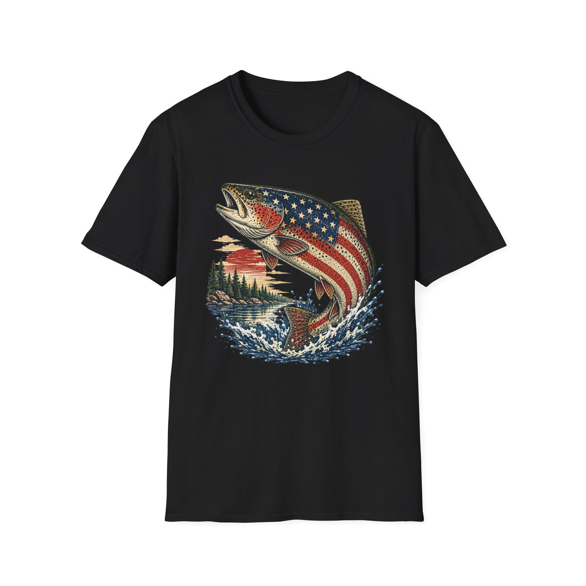American Flag Trout T-Shirt
