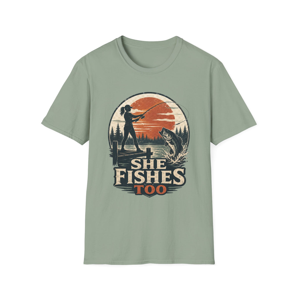 She Fishes Too T-Shirt