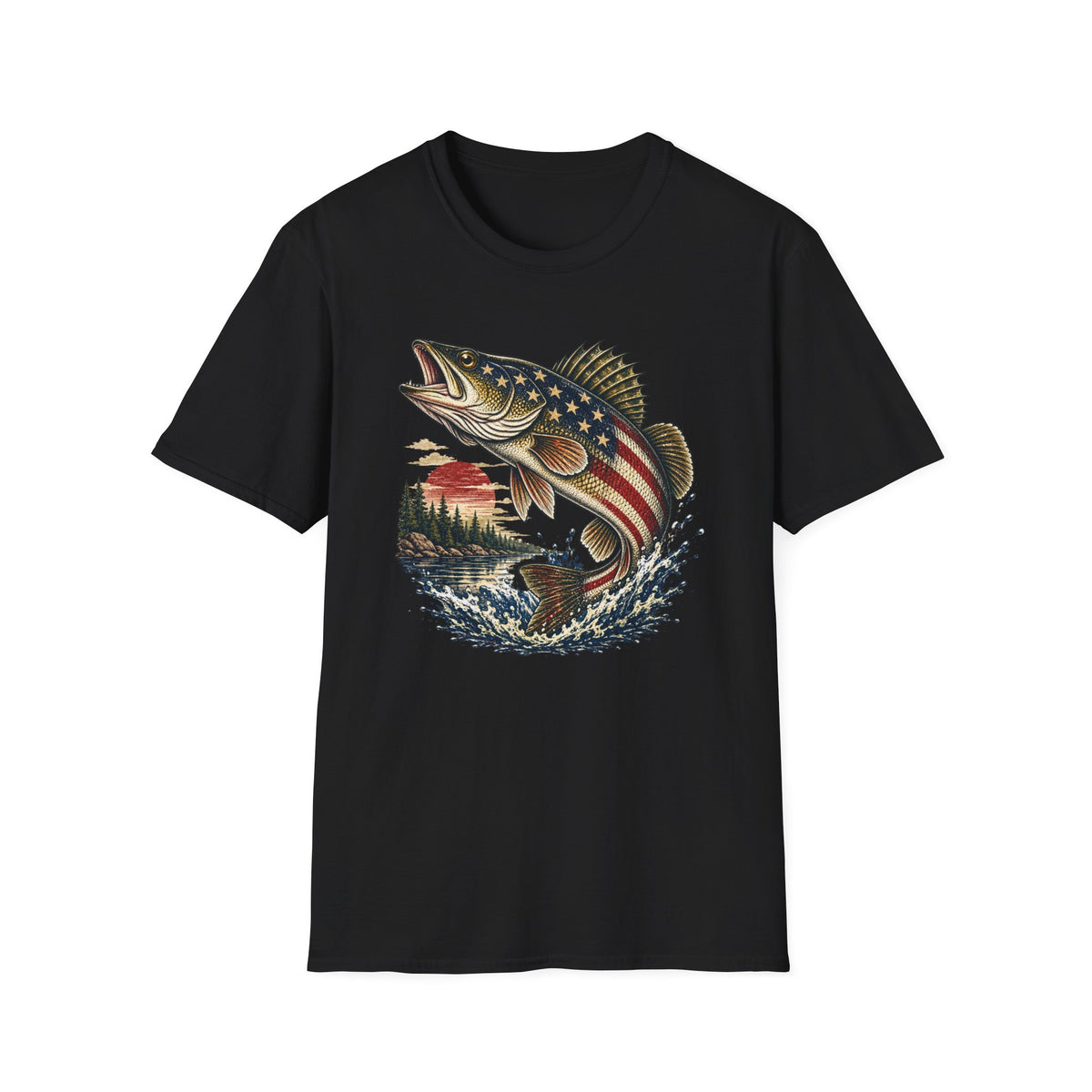 American Flag Walleye T-Shirt