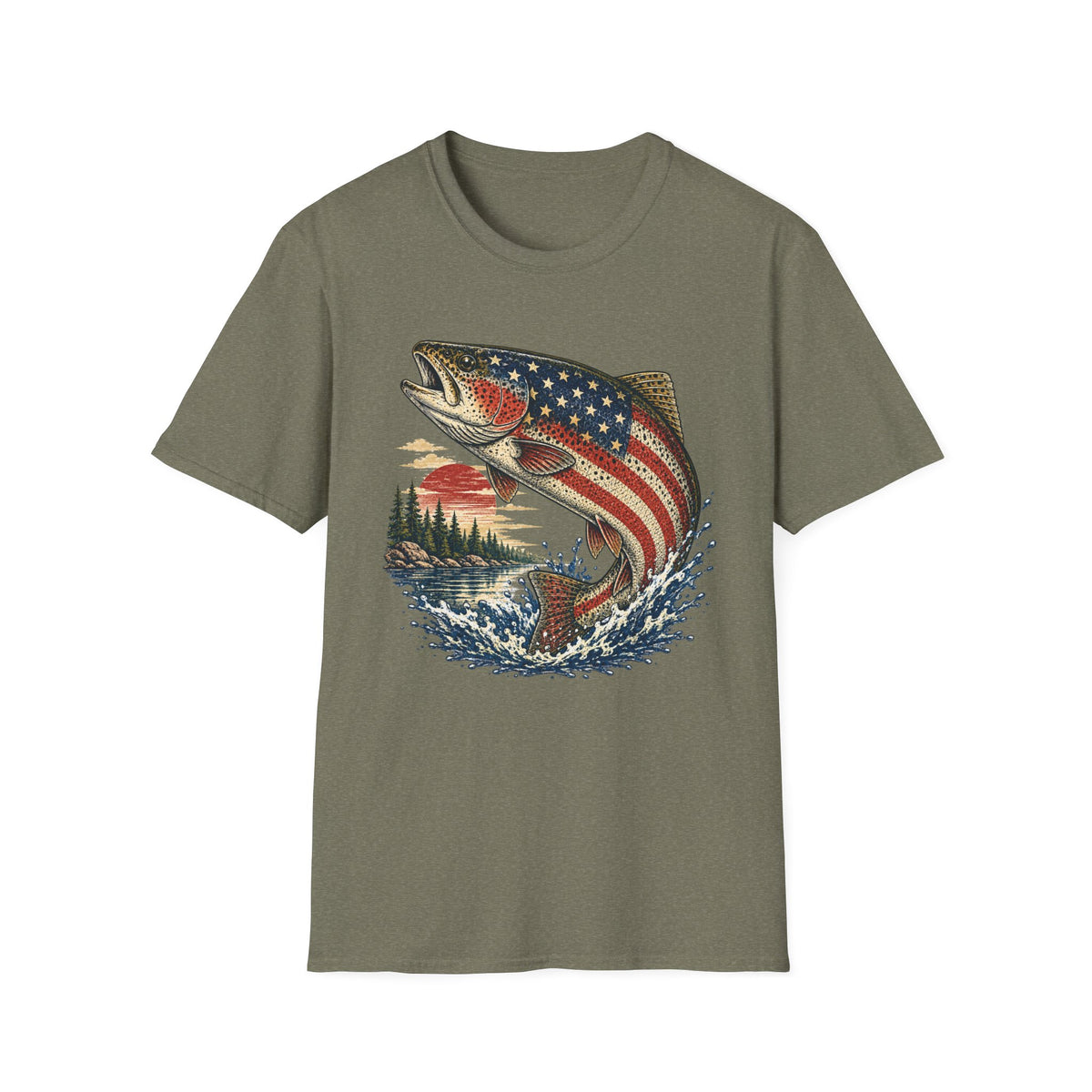 American Flag Trout T-Shirt