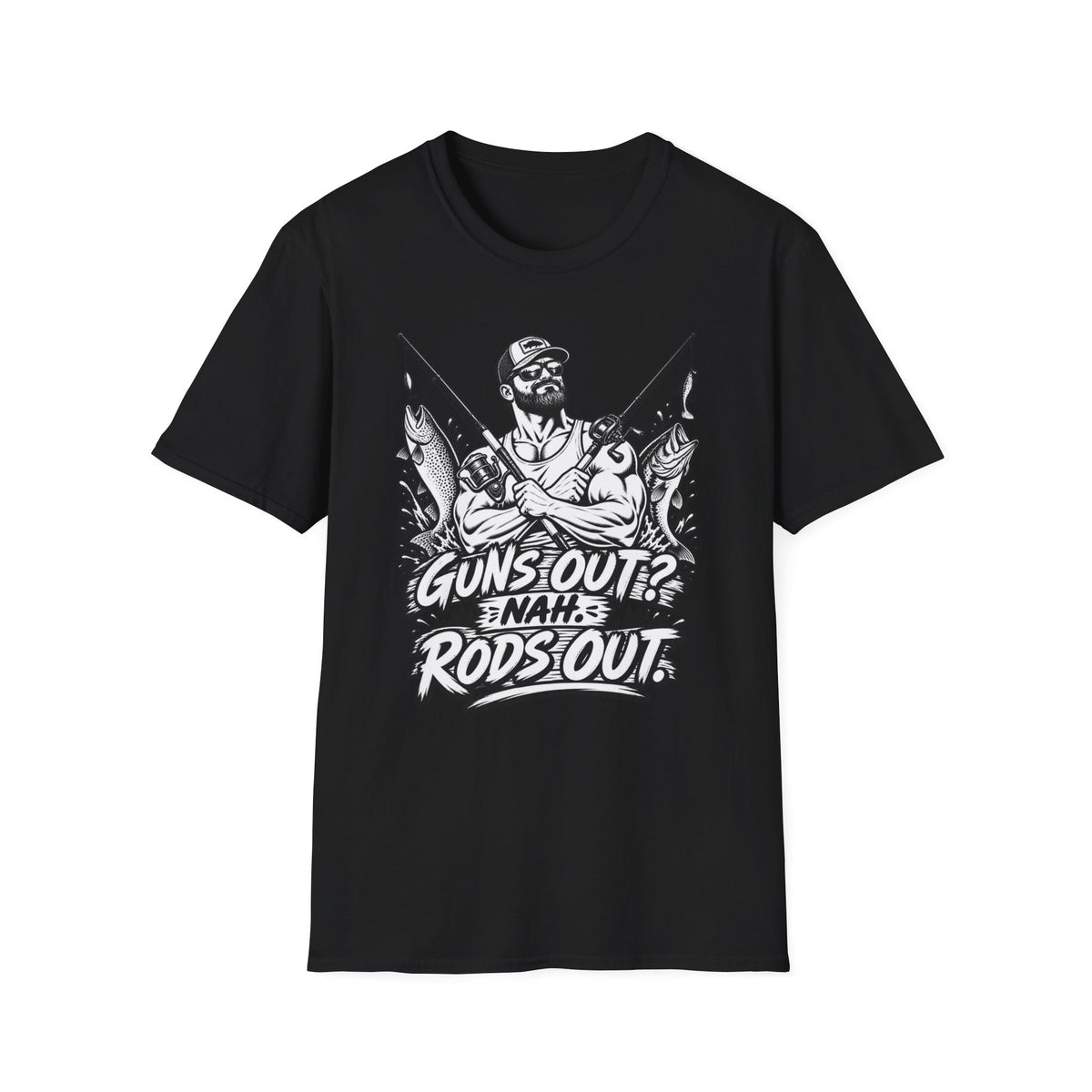Guns Out NAH Rods Out BW T-Shirt