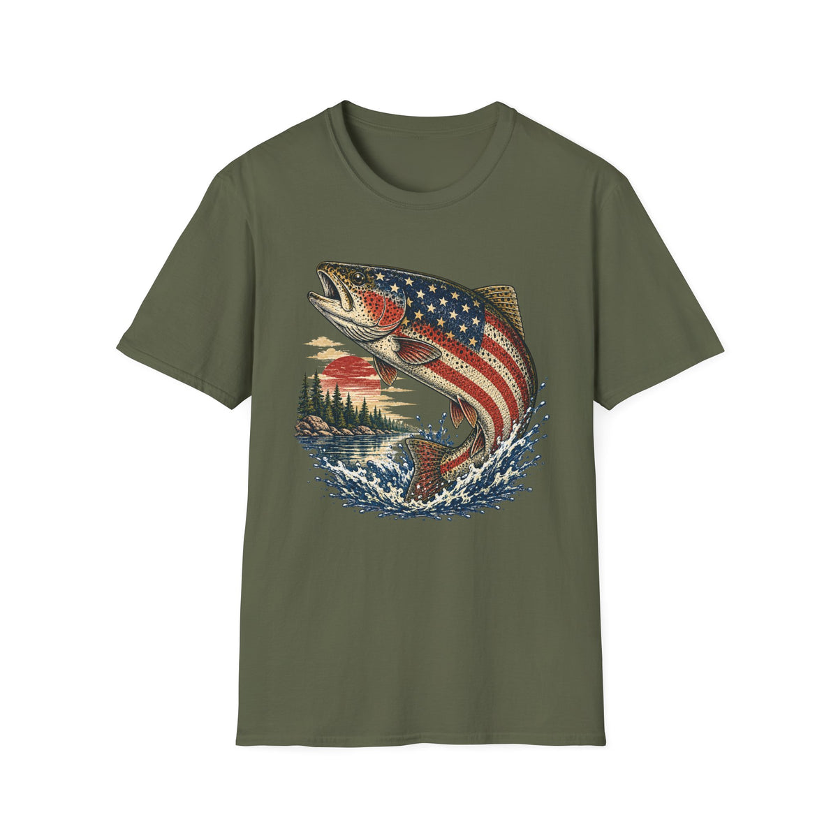 American Flag Trout T-Shirt