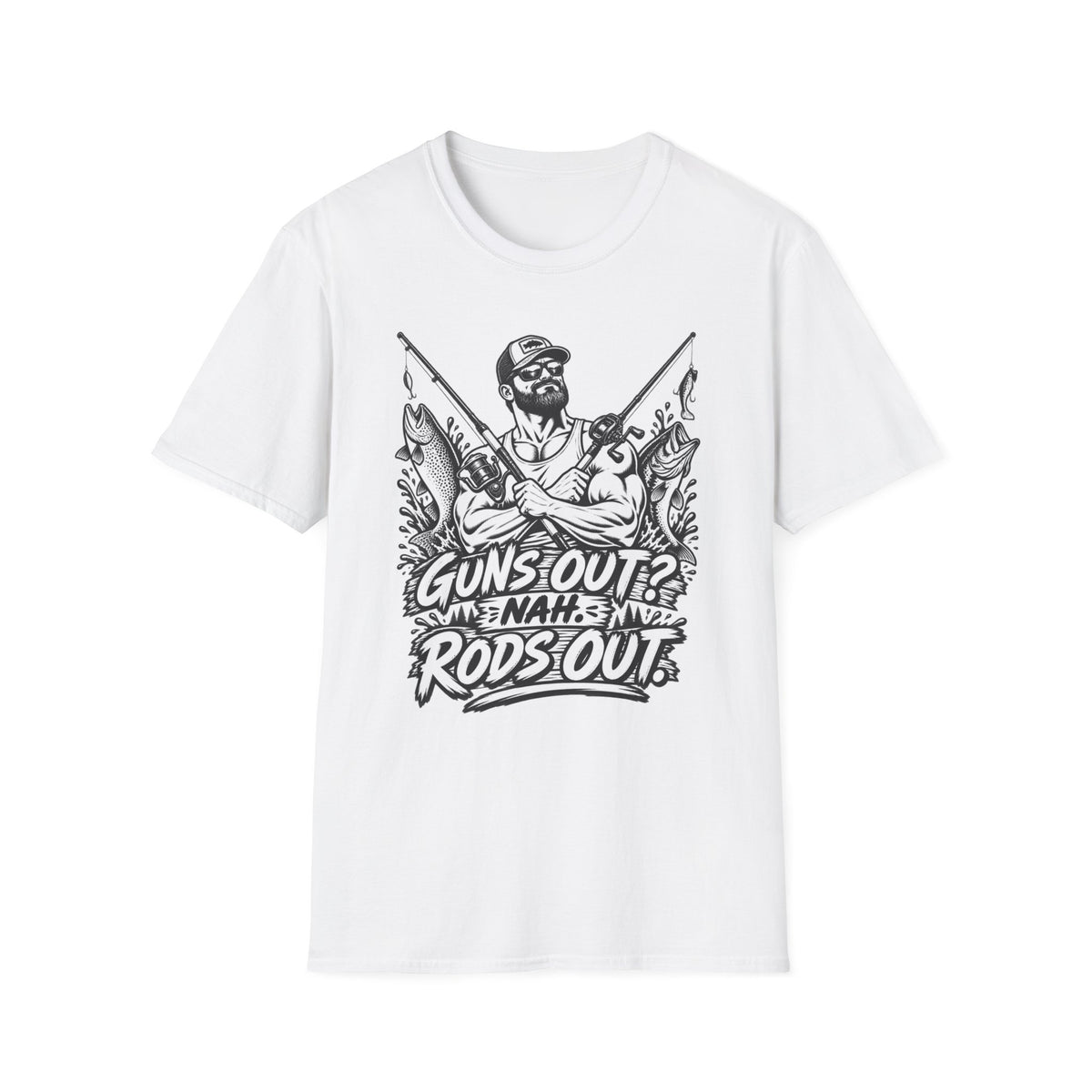 Guns Out NAH Rods Out BW T-Shirt